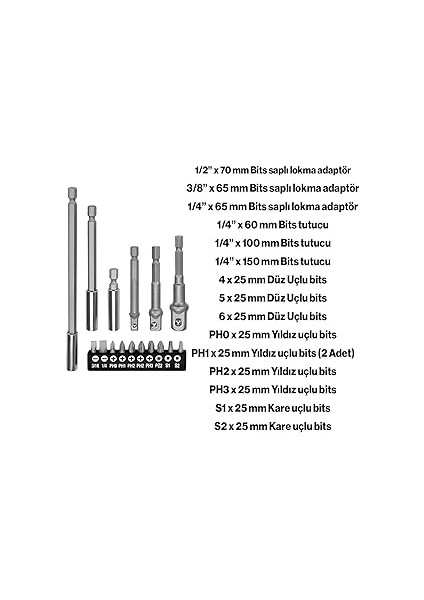 Parça Mıknatıslı Bits Uç Adaptör Seti 1/4 1/2 3/8 1/4 Yıldız Düz Uçlar S1 S2 Ph Uç Matkap Uyumlu fiyatları
