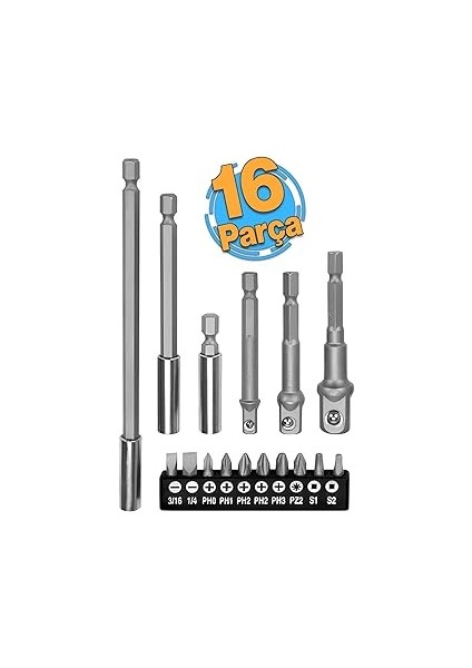Parça Mıknatıslı Bits Uç Adaptör Seti 1/4 1/2 3/8 1/4 Yıldız Düz Uçlar S1 S2 Ph Uç Matkap Uyumlu fırsatları