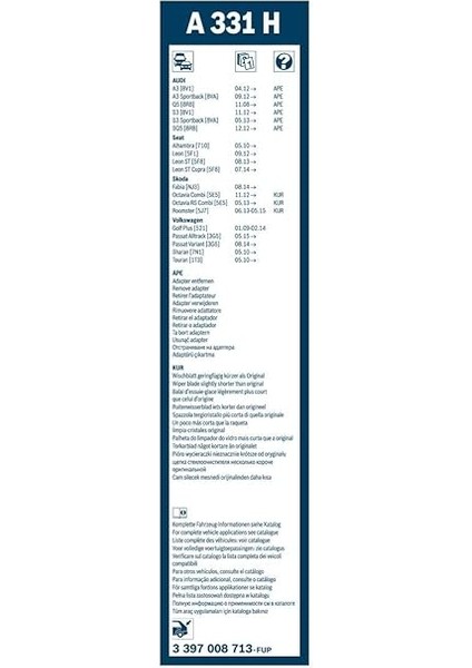 Arka Cam Sileceği - [330 Mm] Audı A3 (2012-2021) [8V1] #A331H fırsatları