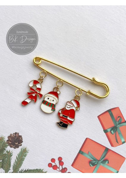 Noel Yeni Yıl Yılbaşı Temalı Broş Yaka Iğnesi Iskoç Iğnesi