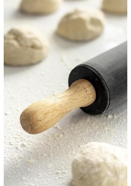 Home Ahşap Saplı Silikon Merdane,dönerli Merdane,hamur Merdanesi,pizza ve Börek Hamuru Açmak Için Merdane fiyatları