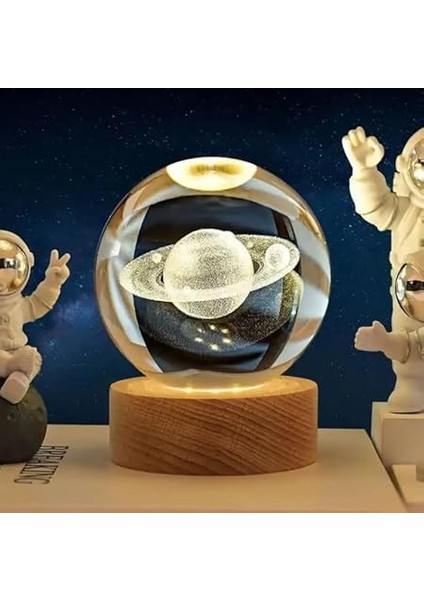 Ahşap Standlı Cam Küre Işıklı Göz Yormayan Ay ve Astronot Motifli Masaüstü Aydınlatma Gece Lambası Dekoratif Çocuk Odası Salon Yatak Odası Lamba 6cm x 6cm (Astronot) modelleri