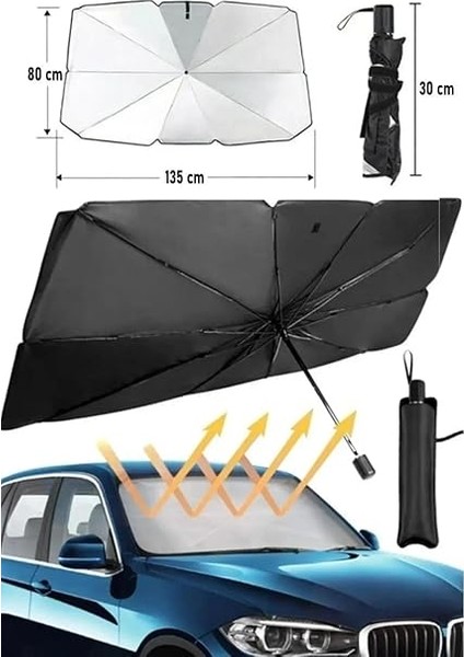 Ön Cam Güneşlik Katlanabilir Güneşlik Şemsiye Ön Cam Gölgelik Büyük Boy 80 cm x 135 cm fırsatları