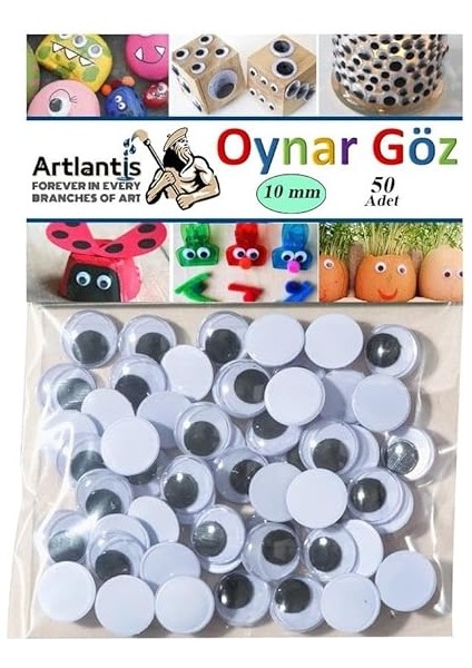 Göz Siyah 10 mm 50 Li 1 Paket Oynayan Göz 10MM Hobi Tasarım Anasınıfı Kreş Etkinlik Elişi fiyatları