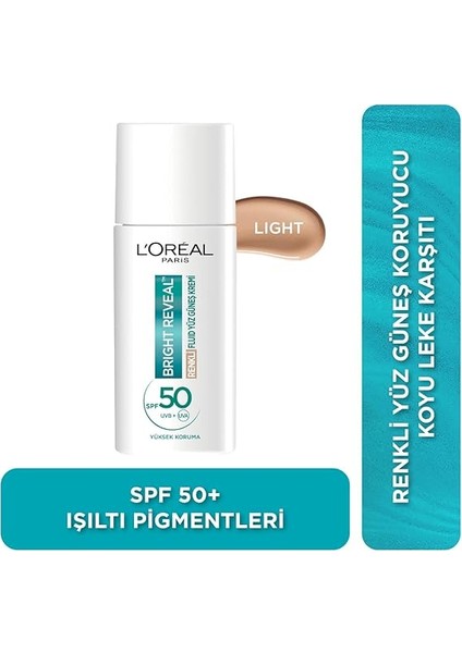 Paris Bright Reveal Spf 50+ Koyu Leke Karşıtı Renkli Fluid Günlük Yüz Güneş Kremi 50 ml - Light fiyatları