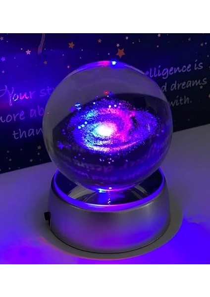 Kristal Cam Küre Renk Değiştiren LED Işıklı Gece Lambası Dekoratif Hediyelik Tozbulutu Galaxy modelleri