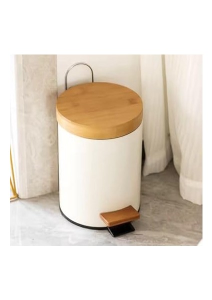 Home Bambu Kapaklı Metal Çöp Kovası – Hidrolik Sistemli Yavaş Kapanma Özellikli, Pedallı, Banyo ve Mutfak Için Şık ve Fonksiyonel Tasarım (Beyaz, 3 Litre) indirimleri