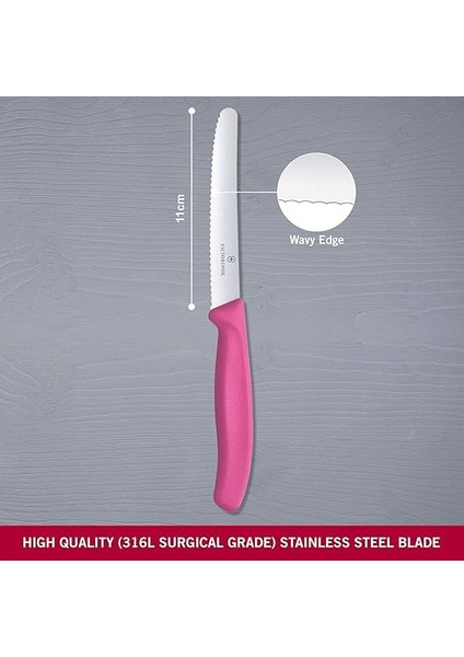 Vt 6.7836.L115 Swiss Classic Pembe Tırtıklı Domates Sosis Bıçağı 11 Cm, Pembe fiyatları