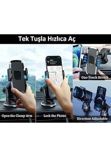 Araç Içi Telefon Tutucu Otomatik Klipsli Araba Için Ayarlanabilir Cam ve Torpido Için Yüksek Kalite Tutacak fiyatları