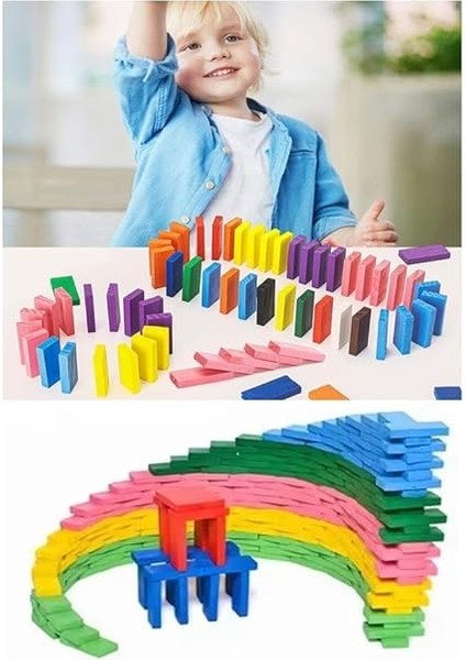 Domino Oyunu Eğitici 200 Parça 1 Paket 200 Lü Ahşap Renkli Domino Taşı Akıl Zeka Mantık ve Strateji Oyunu Okul Öncesi fırsatları