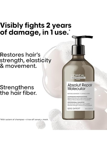 Professionnel Paris Serie Expert Absolut Repair Molecular Tüm Yıpranmış Saçlar Için Arındırıcı Refill Şampuan 500ML modelleri