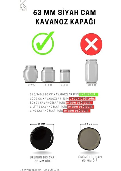 Twıst-Of 20 Li 63 mm Siyah Cam Kavanoz Kapağı (20 Adet) fiyatları