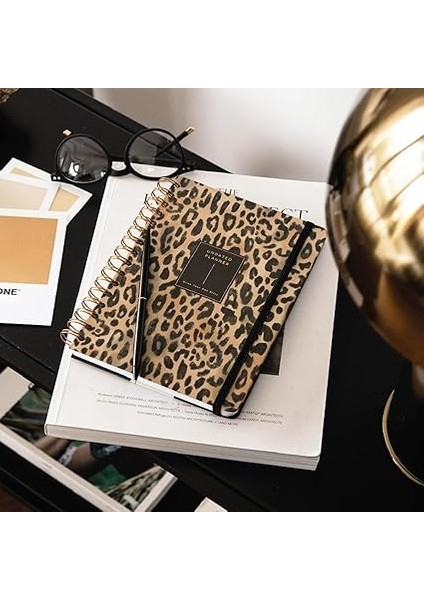 A5 Spiralli Süresiz Planlayıcı Ajanda Leopar - 15X21 modelleri