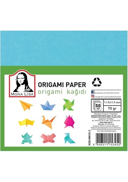 Südor Origami Kağıdı 9x9 70 Gram 50 Yaprak