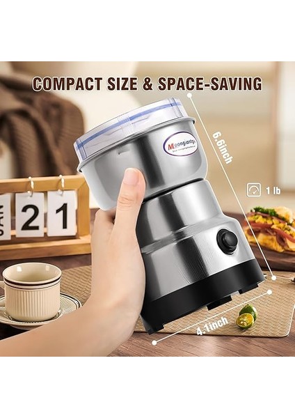 Mini Baharat Kahve Öğütücü Elektrikli 10S Hızlı Öğütücü Çok Işlevli Parçalama Makinesi Kuru Tahıl Değirmeni Baharat Tohumları Pirinç Çekirdeği Çeşniler Için (Gümüş, 110V) indirimleri