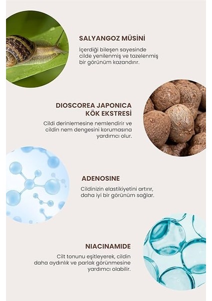 Salyangoz Müsini Içeren Aydınlatıcı ve Kırışıklık Karşıtı Premium Yüz Bakım Kremi 30 Mililitre modelleri