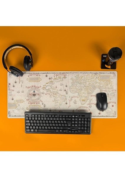 Eski Dünya Retro Haritası Tasarımlı Büyük Boy Oyuncu Mousepad - Mouse Pad - Fare Altlığı modelleri