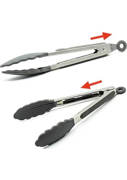 Mutfak Maşası Yemek Izgara Salata Barbekü Kızartma Maşası, Isıya Dayanıklı Paslanmaz Çelik Saplı Silikon Yemek Maşası 3 Renk Seçeneği (Gri-Krem-Bej) (Gri) fiyatları