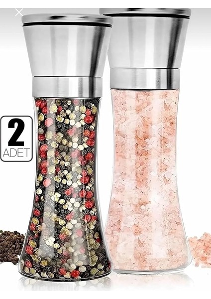Paslanmaz Çelik Kapaklı Cam Gövdeli Baharat Değirmeni Seti 2'li 19 cm fırsatları