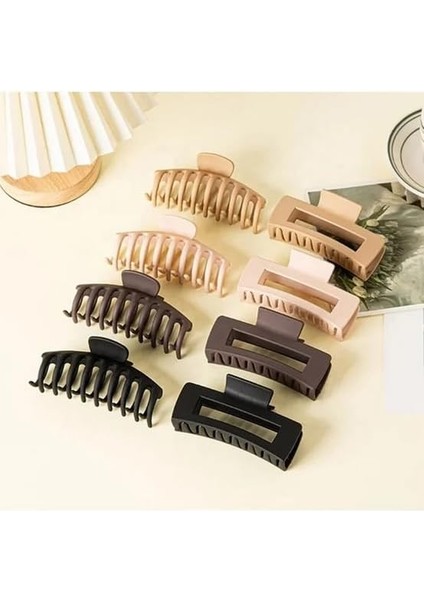 Kadın Ikili Model Kahverengi 8'lı Mandal Toka Set, Kadın Çocuk Mandal Toka, Toka Organizer, Toka, Kız Çocuk Toka, Kadife Toka