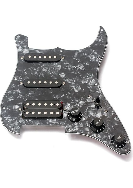 Gitar Pickguard 3 Katlı Ssh Yüklü Kablolu Humbucker Pickguard Manyetikler Gitar Için Set, Siyah Inci