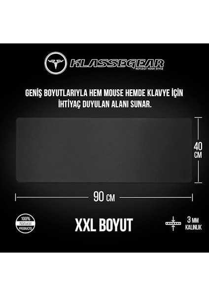 Pro Black Edition - Dikişli Kenar 70X30, 90X40, 100X50 ve 120X60 cm Oyuncu Gaming Mouse Pad (Siyah, 90X40 Cm) fiyatları