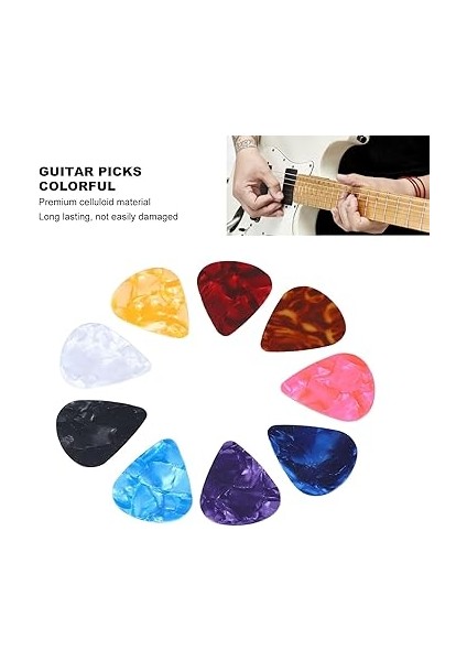 60 Adet Gitar Penası Yedek Gitar Pena Renkli Selüloit Elektrik Akustik Gitar Seçim Seti Saklama Kutusu ile fiyatları