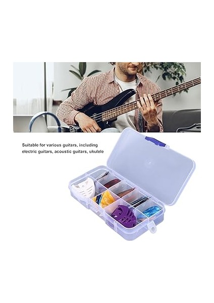 60 Adet Gitar Penası Yedek Gitar Pena Renkli Selüloit Elektrik Akustik Gitar Seçim Seti Saklama Kutusu ile indirimleri