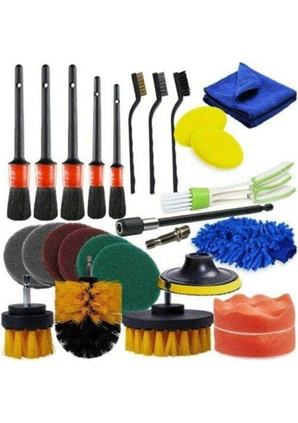 Profesyonel 26 Parça Araç Banyo Lavabo Detaylı Temizleme Matkap Uç Fırça Araç Temizlik Seti