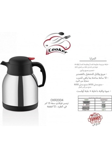 CKR2004 Paslanmaz Çelik Termos (1.5litre) modelleri