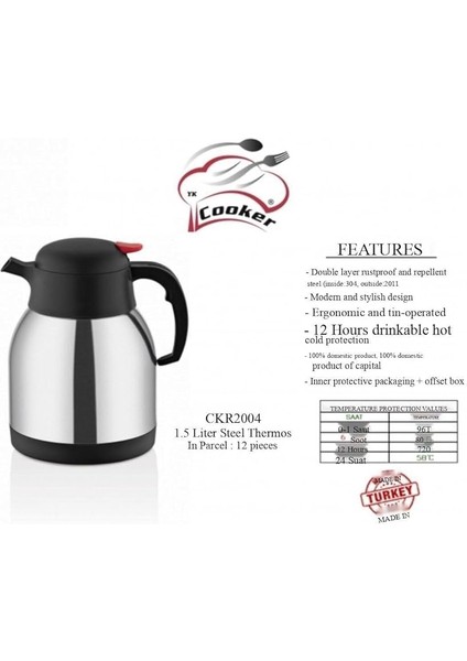 CKR2004 Paslanmaz Çelik Termos (1.5litre) fırsatları