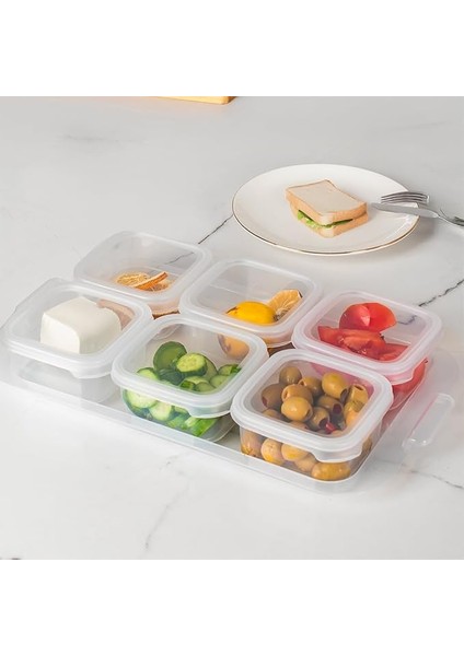2043 Tepsili Kahvaltılık Kapaklı Kahvaltılık 6 Bölmeli Sızdırmaz Kapaklı Bölmeli Şeffaf