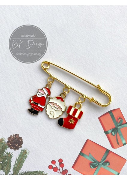 Noel Yeni Yıl Yılbaşı Temalı Broş Yaka Iğnesi Iskoç Iğnesi