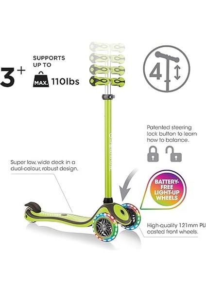 Primo Plus Işıklı Scooter - Yeşil fiyatları