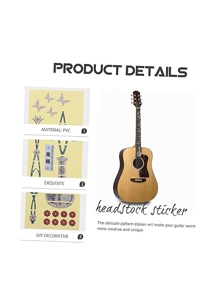 Benzersiz Gitar Sticker Çıkartması Müzik Aleti Çıkartmaları Akustik Elektrik Gitar Başlığı Dekoratif fırsatları