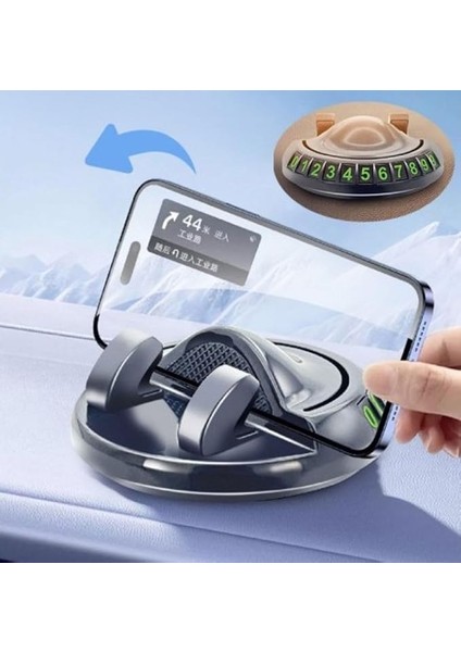 360 Derece Dönebilen Araç Içi Park Numaratörü Şık ve Modern Tasarım Kaymaz Yapışkanlı Oto Numaratör Telefon Standlı Park Plakası