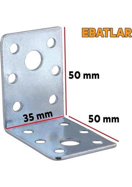 Mobilya Dolap Köşe Bağlantı Sabitleme L Demir Köşebent Gönye 50X50X35 mm (10 Adet) modelleri