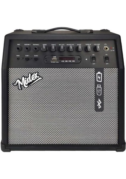 MGA-50USB-BT Elektro Gitar Amfisi 50 Watt USB Bluetooth Şarjlı 4 Girişli