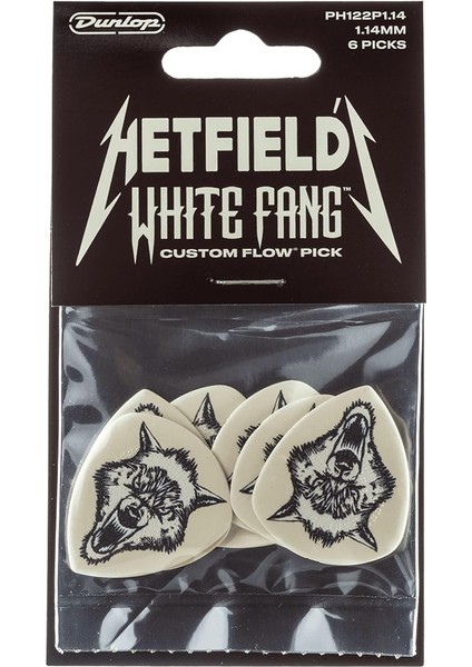 Dunlop Dunlop Picks PH122P1.14 - Hetfield Beyaz Fang Akışı 1,14 mm - Oyuncu Paketi 6