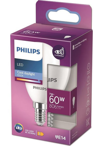 LED 60W P48 E14 Beyaz Işık Dim Edilmez Ampul