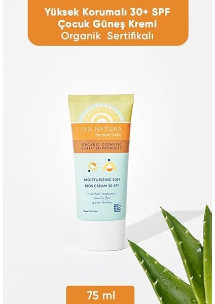 Natura Organik Nemlendirici ve Koruyucu 30 Spf Çocuk Güneş Kremi 75 Ml, Organik Sertifikalı,%99 DOĞAL,%100 Vegan, Parabensiz, Glutensiz, Nemlendiricili, Uv Korumalı, Mineralli indirimleri