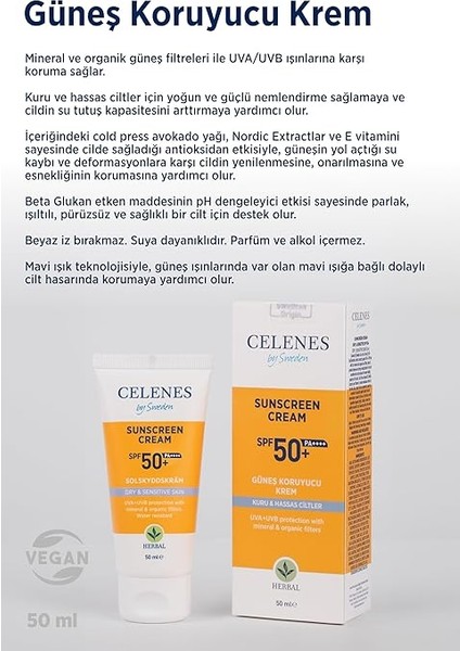 Herbal Güneş Kremi, Kuru ve Hassas Ciltler, 50 Spf, 50ML modelleri