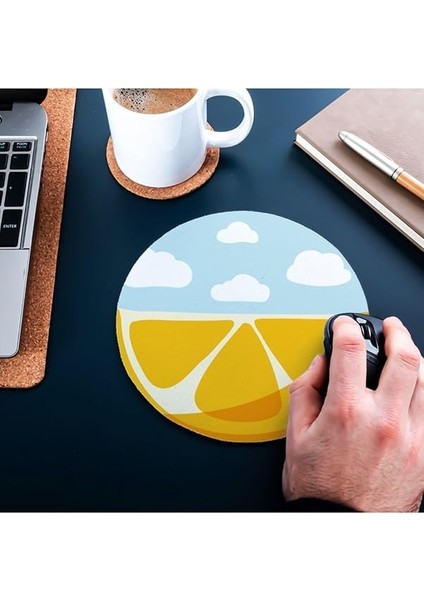 Limon Desenli Yuvarlak Mousepad - Mouse Pad - Fare Altlığı fırsatları