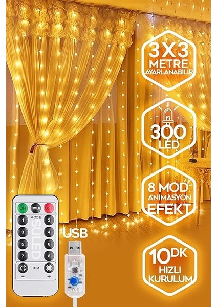 Perde LED 3x3 Kumandalı Anımasyonlu fiyatları