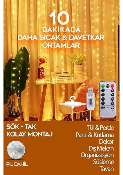 Perde LED 3x3 Kumandalı Anımasyonlu indirimleri