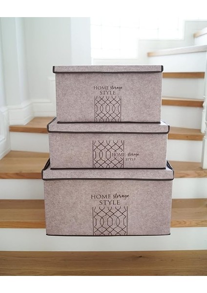 Kapısı Keçe Çok Amaçlı Kapaklı Düzenleyici Kutu 47 x 37 x 24 cm (Maxi, Bej) fırsatları