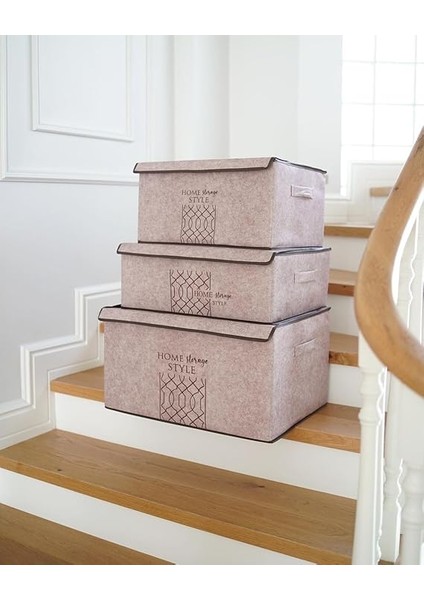 Kapısı Keçe Çok Amaçlı Kapaklı Düzenleyici Kutu 47 x 37 x 24 cm (Maxi, Bej) indirimleri