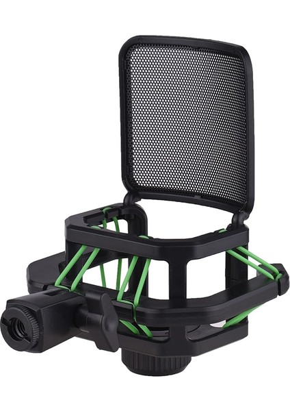 Shock Mount For Microphone Plastik Mikrofon Şok Dağı Titreşim Önleyici Mikrofon Tutucu Standı, Metal Pop Filtresi ile Çap 23.5mm-24.5mm Için Evrensel Vida Adaptörü