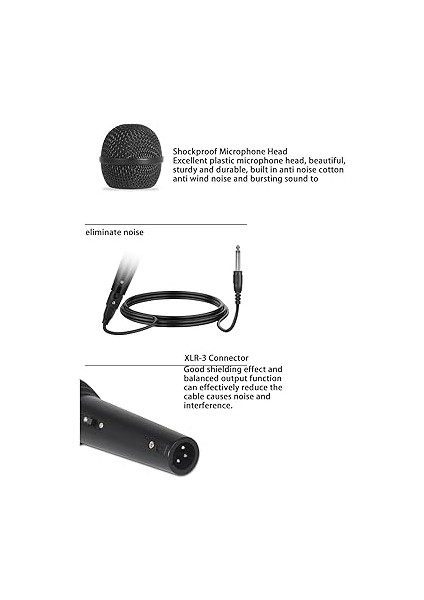 El Tipi Kablolu Mikrofon, Dinamik Bobin Çekirdekli Kardioid Pikap Kablolu Vokal Mikrofonu Karaoke Mikrofonu fırsatları