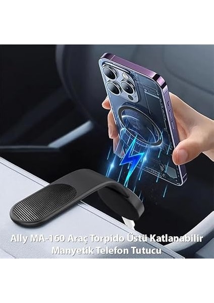 MA-160 Araç Torpido Üstü Katlanabilir Manyetik Telefon Tutucu, Sıyah fiyatları